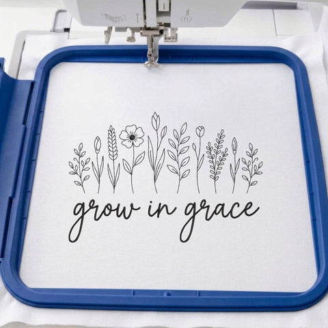 Grow in Grace Embroidery Design – Minimalist Wildflower Christian Faith Floral Machine Embroidery File Embroidery/Applique DESIGNS PatternFeed8 