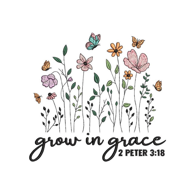 Grow In Grace Flower Machine Embroidery Design, 3 sizes, Instant Download Embroidery/Applique DESIGNS Nino Nadaraia 