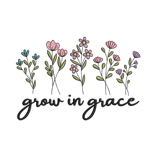 Grow In Grace Flower Machine Embroidery Design, 3 sizes, Instant Download Embroidery/Applique DESIGNS Nino Nadaraia 