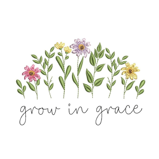 Grow In Grace Flower Machine Embroidery Design, 3 sizes, Instant Download Embroidery/Applique DESIGNS Nino Nadaraia 