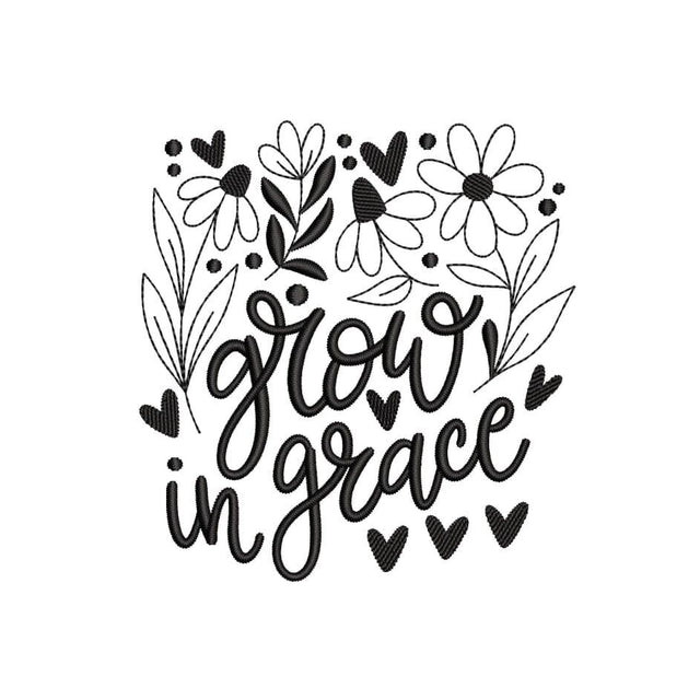 Grow In Grace Flower Machine Embroidery Design, 3 sizes, Instant Download Embroidery/Applique DESIGNS Nino Nadaraia 