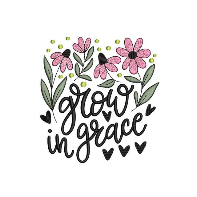 Grow In Grace Flower Machine Embroidery Design, 3 sizes, Instant Download Embroidery/Applique DESIGNS Nino Nadaraia 