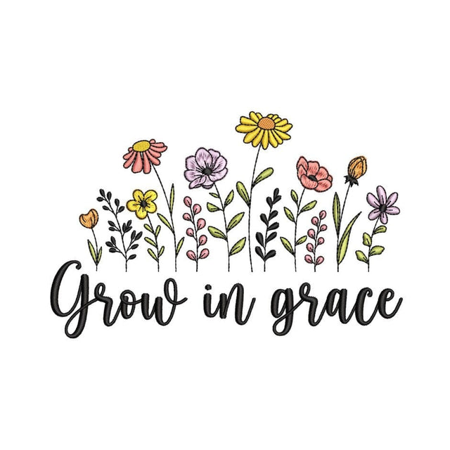 Grow In Grace Flower Machine Embroidery Design, 3 sizes, Instant Download Embroidery/Applique DESIGNS Nino Nadaraia 