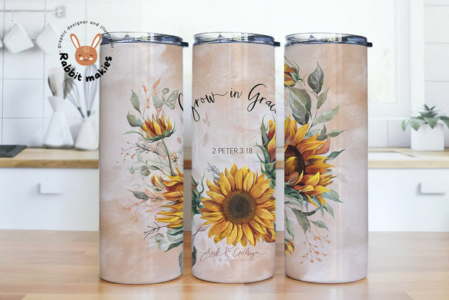 Grow In Grace PNG File Download, Christian Inspirational Bible Verse 20 Oz Skinny Sublimation Tumbler Wrap Digital Design Sublimation Rabbitmakies 