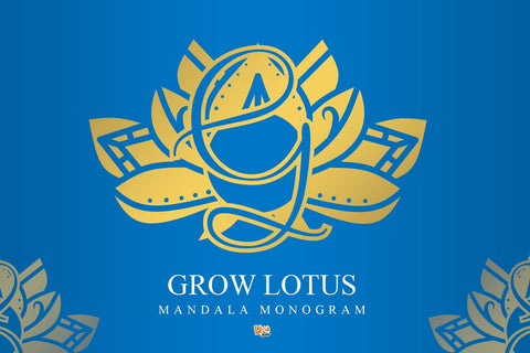 Grow Lotus Mandala Monogram Font Dm Letter Studio 