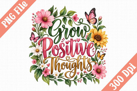 Grow Positive Thoughts PNG Sublimation Craftlabsvg24 