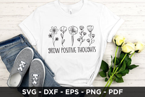 Grow Positive Thoughts - Wildflower Quote SVG SVG CraftLabSVG 