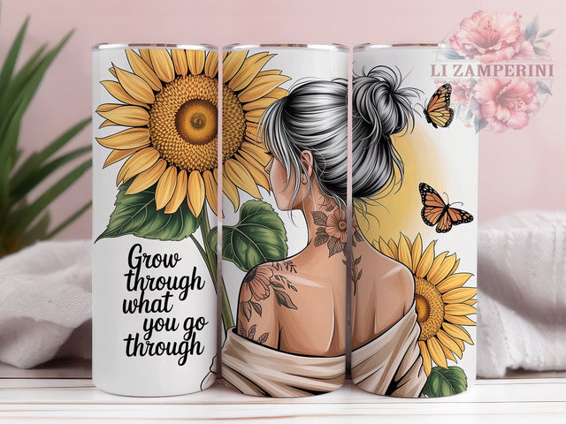 Grow Through It All 20oz Tumbler, Inspirational Gift, Sublimation Wrap, Motivational Mug, 20oz Tumbler Design, Grow Through What You Go Through, Positive PNG Sublimation Li Zamperini 