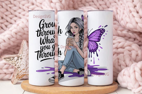 Grow Through What You Go Through Tumbler Sublimation DesignSVG 