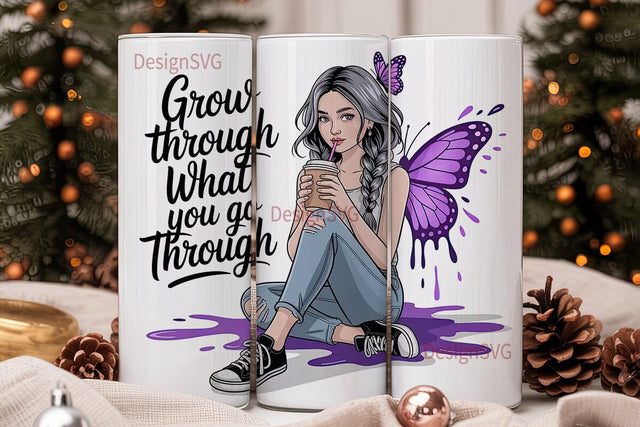 Grow Through What You Go Through Tumbler Sublimation DesignSVG 