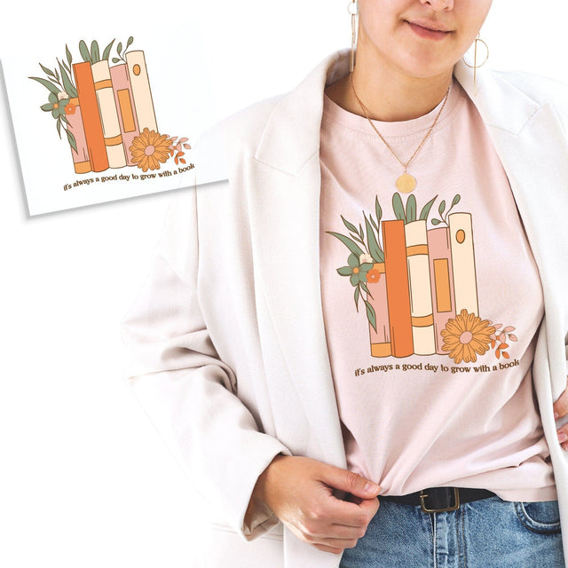 Grow With A Book DTF Transfer Physical So Fontsy T-Shirt Iron-On Transfer Shop