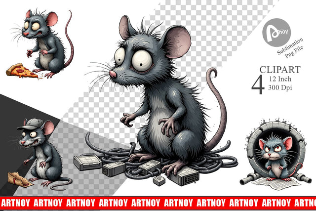 Grumpy Alley Rats Clipart Sublimation artnoy 