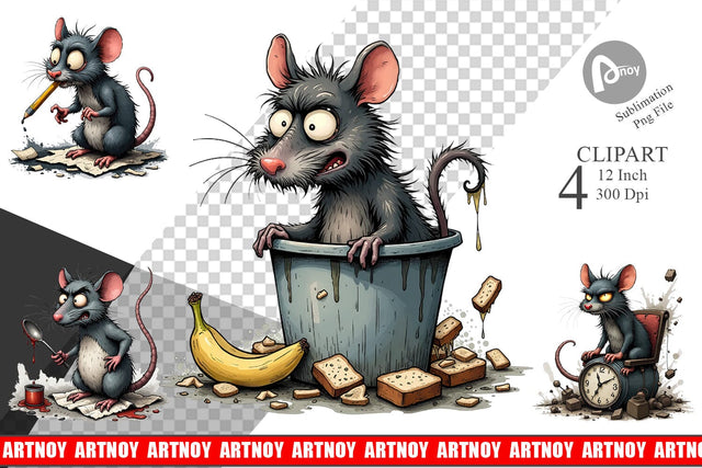 Grumpy Alley Rats Clipart Sublimation artnoy 