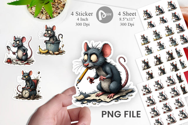 Grumpy Alley Rats Sticker Sublimation artnoy 
