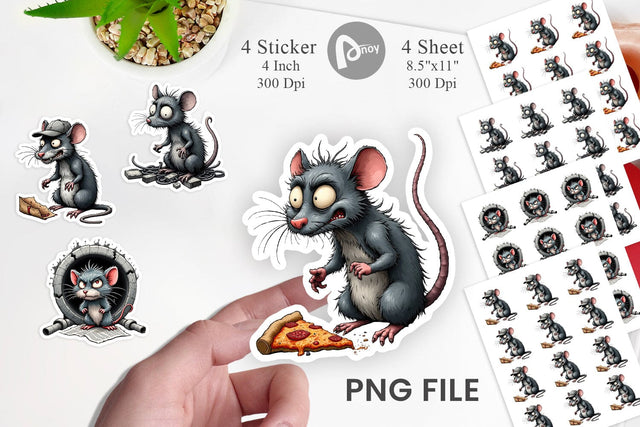 Grumpy Alley Rats Sticker Sublimation artnoy 