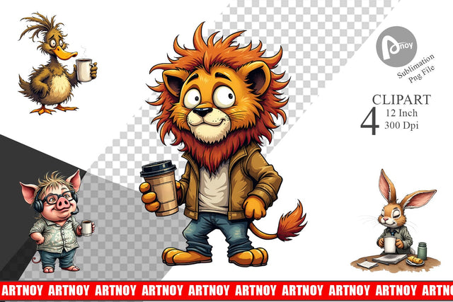Grumpy Animal Mornings Clipart Sublimation artnoy 