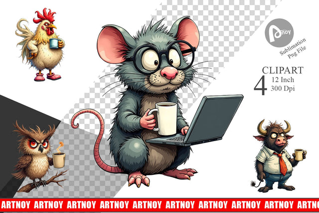 Grumpy Animal Mornings Clipart Sublimation artnoy 