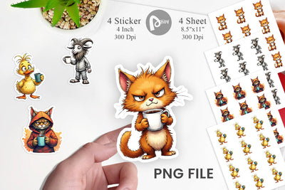 Grumpy Animal Mornings Sticker Sublimation artnoy 