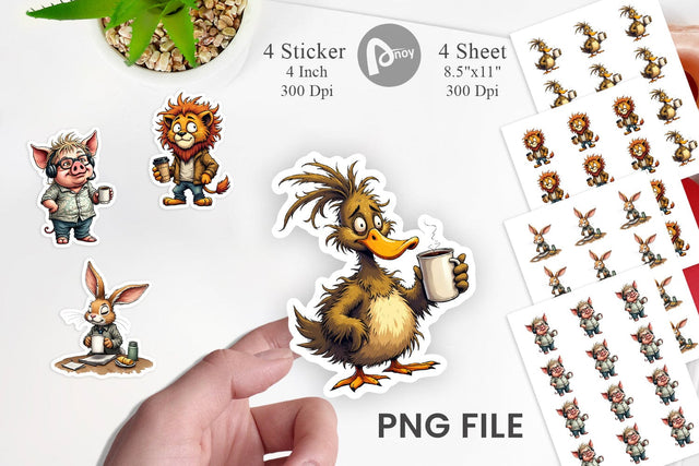 Grumpy Animal Mornings Sticker Sublimation artnoy 