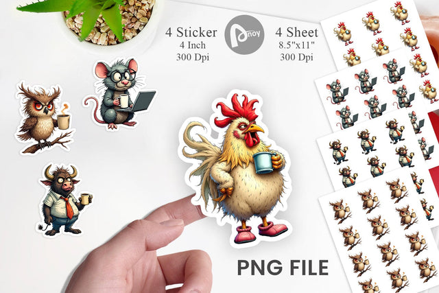 Grumpy Animal Mornings Sticker Sublimation artnoy 