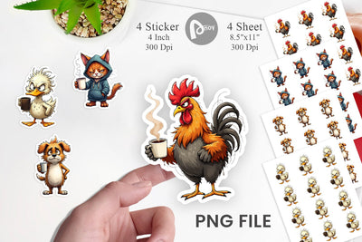 Grumpy Animal Mornings Sticker Sublimation artnoy 