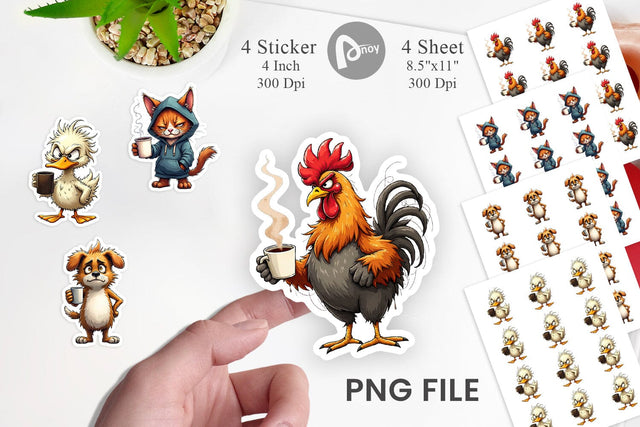 Grumpy Animal Mornings Sticker Sublimation artnoy 