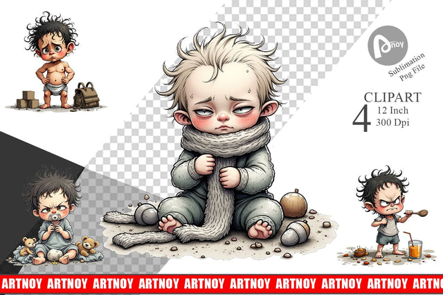 Grumpy Baby Clipart Sublimation artnoy 