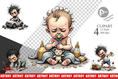 Grumpy Baby Clipart Sublimation artnoy 
