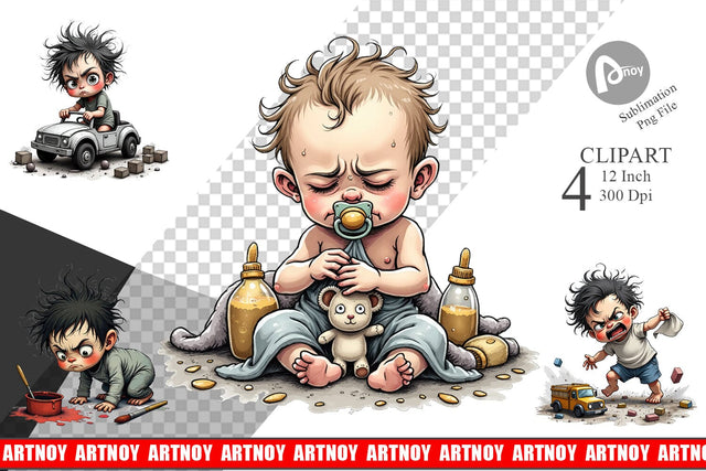 Grumpy Baby Clipart Sublimation artnoy 