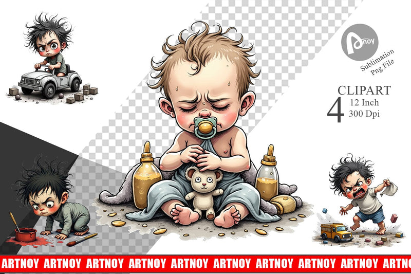 Grumpy Baby Clipart Sublimation artnoy 