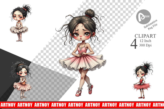 Grumpy Ballerina Chaos Clipart Sublimation artnoy 