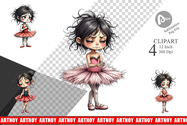 Grumpy Ballerina Chaos Clipart Sublimation artnoy 