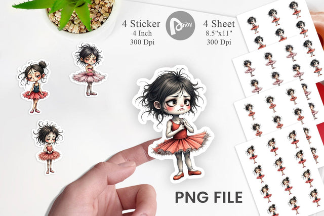 Grumpy Ballerina Chaos Sticker Sublimation artnoy 