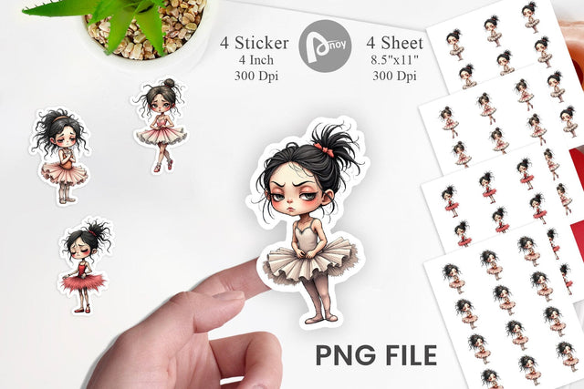Grumpy Ballerina Chaos Sticker Sublimation artnoy 