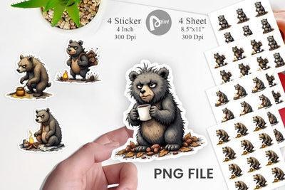 Grumpy Bear Camp Sticker Sublimation artnoy 