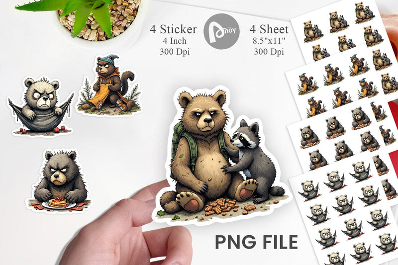 Grumpy Bear Camp Sticker Sublimation artnoy 