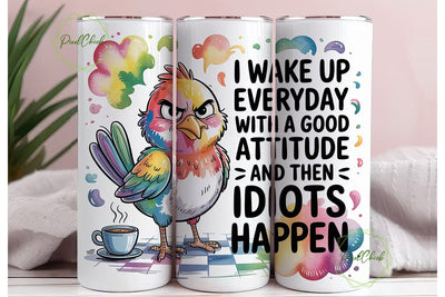 Grumpy Bird Coffee Tumbler Wrap Sublimation PixelChick 
