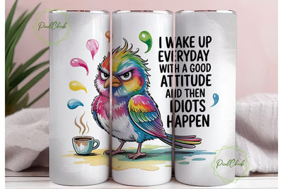 Grumpy Bird Coffee Tumbler Wrap Sublimation PixelChick 