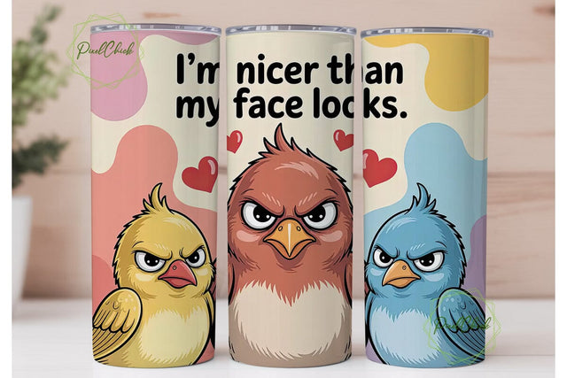 Grumpy Birds 20oz Tumbler Wrap Sublimation PixelChick 
