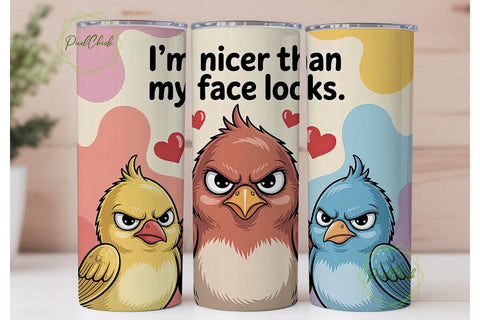 Grumpy Birds 20oz Tumbler Wrap Sublimation PixelChick 