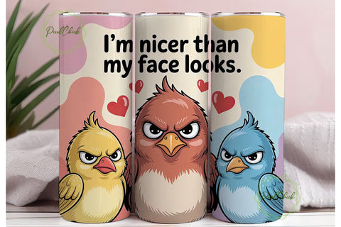 Grumpy Birds 20oz Tumbler Wrap Sublimation PixelChick 