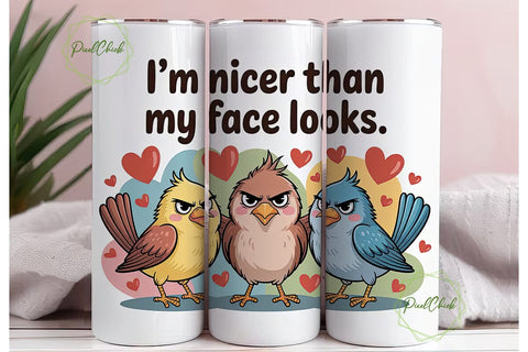 Grumpy Birds 20oz Tumbler Wrap Sublimation PixelChick 