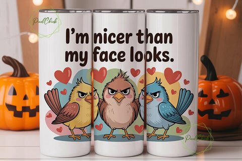 Grumpy Birds 20oz Tumbler Wrap Sublimation PixelChick 