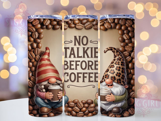 Grumpy & Caffeinated Coffee Gnome Tumbler, No Talkie Before Coffee PNG, Funny Gnome Sublimation, 20oz Coffee Lover Wrap, Caffeine Gnome Design, Morning Coffee Tumbler, Cute Gnome PNG Sublimation SvggirlplusArt 