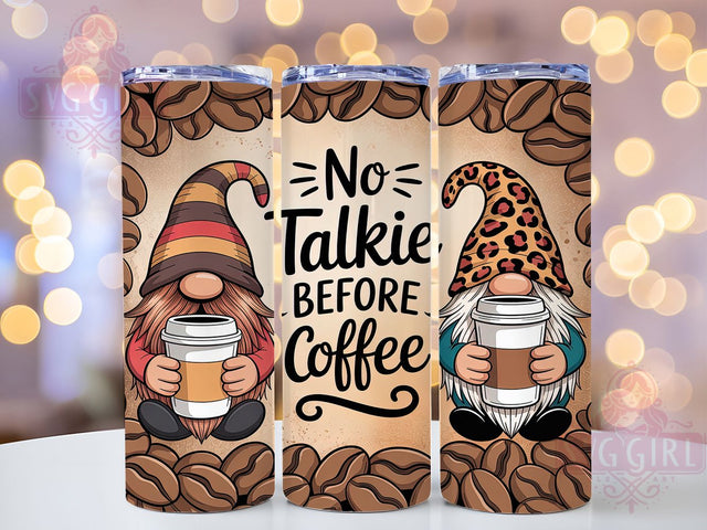 Grumpy & Caffeinated Coffee Gnome Tumbler, No Talkie Before Coffee PNG, Funny Gnome Sublimation, 20oz Coffee Lover Wrap, Caffeine Gnome Design, Morning Coffee Tumbler, Cute Gnome PNG Sublimation SvggirlplusArt 