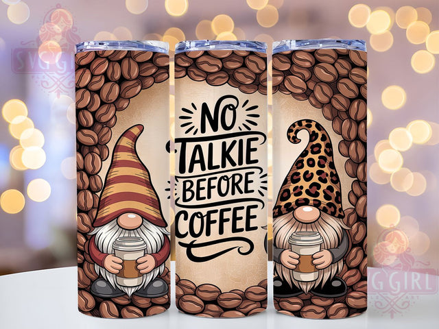 Grumpy & Caffeinated Coffee Gnome Tumbler, No Talkie Before Coffee PNG, Funny Gnome Sublimation, 20oz Coffee Lover Wrap, Caffeine Gnome Design, Morning Coffee Tumbler, Cute Gnome PNG Sublimation SvggirlplusArt 