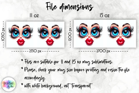 Grumpy Cartoon Face Mug Wrap, 15 oz Mug wrap sublimation Sublimation Designs by Ira 