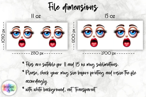 Grumpy Cartoon Face Mug Wrap, 15 oz Mug wrap sublimation Sublimation Designs by Ira 