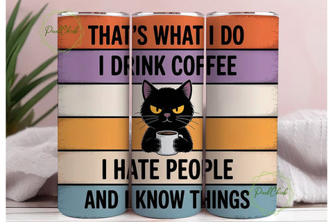 Grumpy Cat Coffee Tumbler Wrap Sublimation PixelChick 