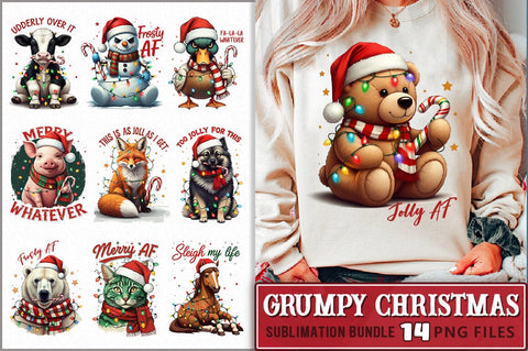 Grumpy Christmas Animals Sublimation Bundle Sublimation Shetara Begum 
